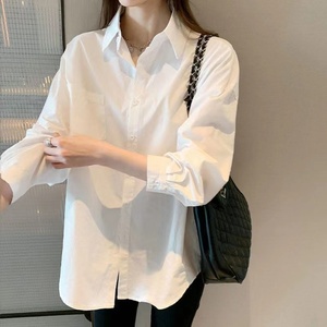 白领哥弟新女装2024春季韩版设计感小众洋气休闲纯白长袖衬衫上衣