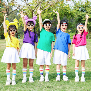 啦啦队新款纯棉表演六一儿童演出服儿童运动会小学生幼儿园可爱