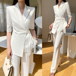 白色西装套装女2024夏季新款时尚气质高级感休闲西服长裤职业装薄