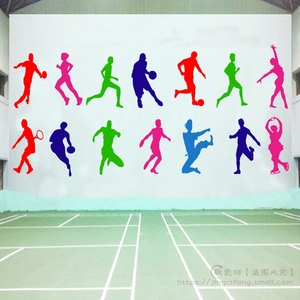 健身房间活动室体育乒乓球运动人物剪影装饰墙壁贴纸自粘创意墙贴