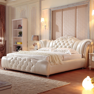 床欧式风格真皮床1.8米轻奢卧室床现代简约高端大气奢华主卧大床