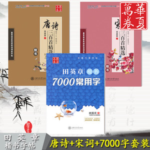 正版 字帖田 英章楷书 字帖套装3本 7000常用字+唐诗三百首+宋词三百首楷书硬笔书法字帖 儿童成人楷书入门钢笔练字帖