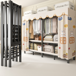 免安装衣柜简易组装卧室家用布衣柜加厚结实耐用折叠全钢架出租房