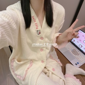 睡衣女秋冬季珊瑚绒2023新款甜美卡通加厚保暖日系可爱家居服套装