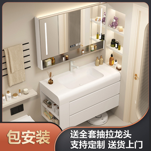 304不锈钢蜂窝铝浴室柜智能镜柜组合肤感可丽耐一体盆洗漱洗手台