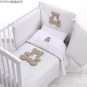 意大利进口tuttomio婴儿床上用品四件套装 被套+靠垫+枕头+防震杠