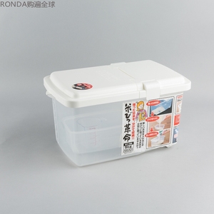 日本inomata家用塑料防潮防虫储米箱米缸米桶带量杯滑轮5kg/10斤