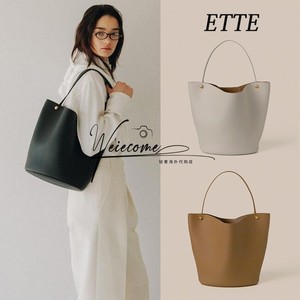 韩国代购ETTE手提托特包24年简约经典款复古纯色牛皮水桶包单肩包