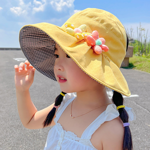 儿童防晒帽夏季女童空顶太阳帽可折叠宝宝遮阳帽防紫外线儿童帽子