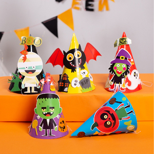 希宝万圣节人物纸帽子巫婆蝙蝠南瓜幼儿园儿童手工DIY制作材料包
