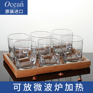 Ocean进口玻璃杯家用耐热客厅透明喝水杯子茶杯牛奶杯果汁6只套装