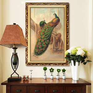 家居装饰画欧式古典油画版画现代走道挂画客厅壁画有框画动物孔雀