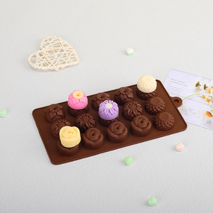 硅胶QQ表情巧克力模具爱心love玫瑰花巧克力糖果模冰块模烘焙模具