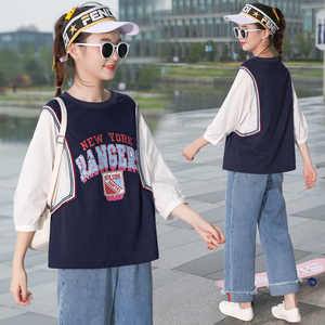 少女春季套装2024新款韩版时尚运动初中学生春装休闲学院风两件套