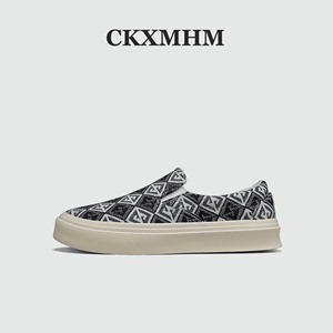 CKXMHM夏季男士帆布板鞋个性图案设计感小众布鞋一脚蹬套脚懒人鞋
