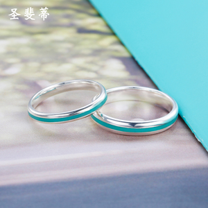 圣斐蒂18k白金戒指女时尚气质男情侣一对珐琅饰品指环求婚ins礼物