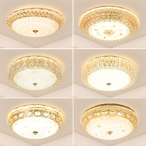 欧式客厅圆形水晶吸顶灯金色轻奢现代简约2023新款餐厅房间卧室灯