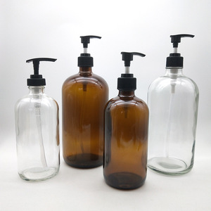 洗手液玻璃瓶透明乳液瓶250ml500ml1000ml按压精油瓶洗发水玻璃瓶