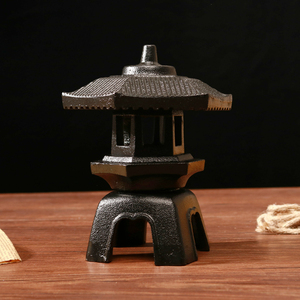 日式创意铸铁香炉 雪见灯烛台铁质禅意复古 茶空间氛围灯茶室摆件