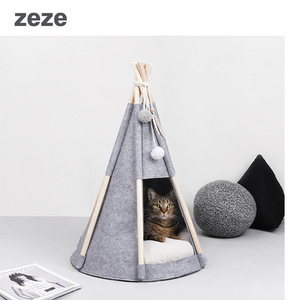 zeze毛毡帐篷猫窝别墅半封闭式宠物家居窝宠物用品猫床猫屋房子