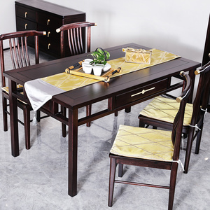 新中式椅垫桌旗纸巾盒套餐桌套装餐椅垫子柜旗纯色椅垫