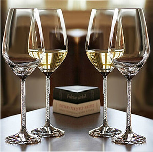 欧式水晶玻璃大号家用带钻高脚杯子白葡萄酒杯婚礼红酒杯家用套装