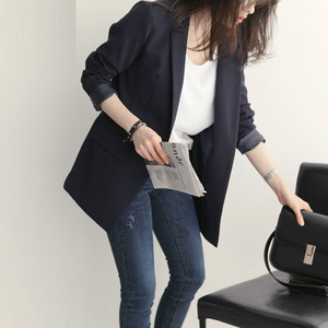 韩国代购2023春秋季新款休闲小西装女长袖中长款修身显瘦韩版外套