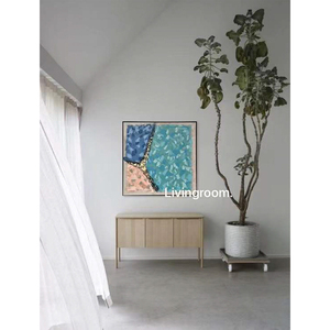若奈 真金箔油画《南法麦田》亚麻底侘寂客厅玄关装饰大幅套画
