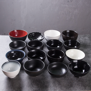 多款式纯黑色亚光陶瓷碗 日式酒店餐具创意纯色家用汤碗饭碗粥碗