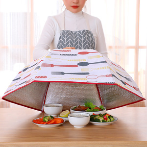 大号保温菜罩冬季加厚可折叠餐桌罩保温防尘饭桌剩饭剩菜食物盖子