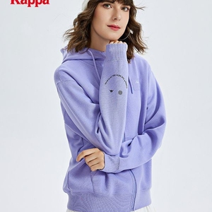 Kappa卡帕运动卫衣女秋针织开身帽衫修身针织长袖外套K0C62MK61