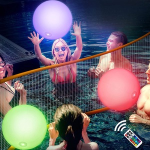 变色遥控LED闪光沙滩球PVC充气发光球水上酒吧装饰充气球