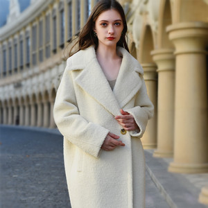 23年高端新款苏力阿尔巴卡羊驼绒茧型翻领廓版中长款羊绒大衣外套