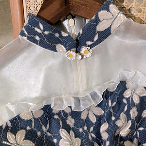 蕾丝小众设计高腰新中式小个子高级感改良旗袍连衣裙鱼尾裙女夏季