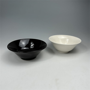 出口陶瓷个性设计黑色白色8寸喇叭口面碗汤碗沙拉碗家居厨房餐具