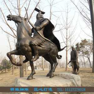 骑马人物雕塑定制大型铸铜将军战马雕像景观玻璃钢马拉车铜雕摆件