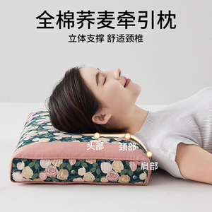 A类全荞麦壳枕芯枕头硬枕保护劲椎100%荞麦皮碎花棉布家用助眠枕