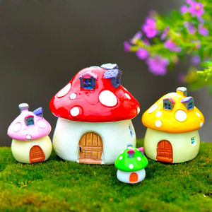 卡通蘑菇房子微景观小摆件别墅DIY童话迷你蘑菇房屋树脂造景装饰