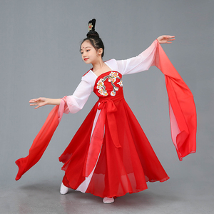 新款儿童古典舞水袖舞采薇舞蹈服装女中国风飘逸仙女惊鸿舞演出服