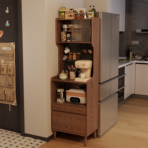 实木餐边柜咖啡柜小户型厨房一体靠墙储物柜家用置物柜窄型茶水柜