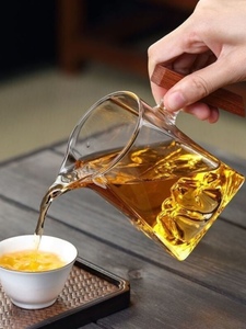 冠牌茶器玻璃高档加厚分茶器茶滤网一体茶海茶具公道杯