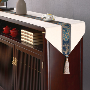 新中式红木餐边柜桌旗盖布茶台茶桌布茶几桌布长条电视柜防尘盖巾