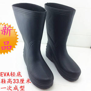 新品单雨鞋防滑一次成型一体泡沫EVA防水鞋男女厚底高筒雨靴钓鱼