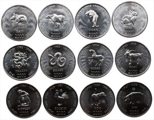 全新索马里十二生肖纪念币 2000年版10先令硬币 12枚大全套套币