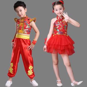 六一节服装演出儿童中国结秧歌服说唱喜庆新中式幼儿打鼓服民族
