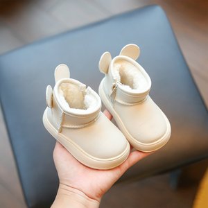 婴儿棉鞋冬季加绒保暖1一2岁软底女宝宝学步鞋防水雪地靴女童鞋子