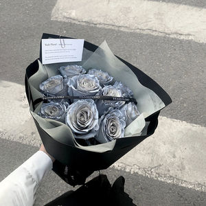 七夕送男女朋友的礼物厄瓜多尔银霜玫瑰花束仿真六一毕业季礼物