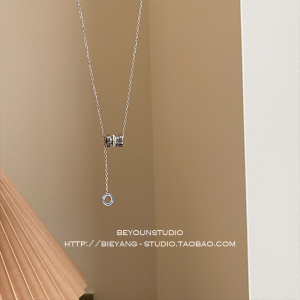 别样E601韩风ins时尚设计感银色罗马锆石圈圈气质百搭钛钢项链女