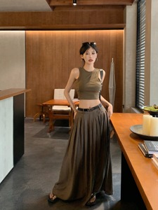 kumikumi时尚套装内搭性感吊带背心女装夏季高腰半身裙长裙两件套