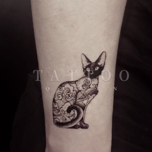 刺青女王TATTOO 纹身贴 1 新款纹身无毛猫斯芬克斯纹身贴 一